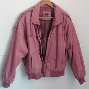 Vintage Cayenne Pink Leather Moto Jacket